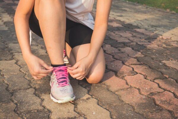 closeup shot of a person wearing shoes